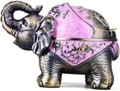 Elephant Decorative Ashtray With Lid For Cigarettes Metal Smoking Ash Tray Ashtrays For Smoker Windproof Cigarette Ashtrays For Outdoor Indoor Fancy Gift For Men Women Weed Smokers (Dark Green) -Generic Furniture Shop 51w6orXm9tL. AC