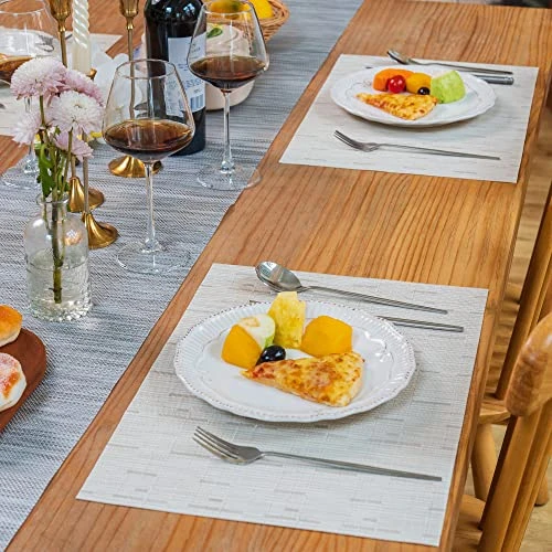 Placemats Set Of 4 Washable Heat-Resistant Non Slip Braided Table Mats Woven PVC Vinyl Kitchen Dining Patio Table Place Mats For Dinner Parties BBQs Indoor And Ourdoor Use.18"x12"(Bamboo-Beige) 6 Placemats Set Of 4 Washable Heat-Resistant Non Slip Braided Table Mats Woven PVC Vinyl Kitchen Dining Patio Table Place Mats For Dinner Parties BBQs Indoor And Ourdoor Use.18"x12"(Bamboo-Beige) - Image 6