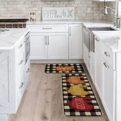 Artoid Mode Buffalo Plaid Pumpkin Turkey Thanksgiving Decorative Kitchen Mats Set Of 2, Fall Home Low-Profile Floor Kitchen Rugs-17x29 And 17x47 Inch -Generic Furniture Shop 51wCBlWluGL