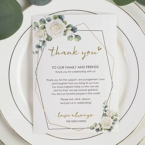Wedding Thank You Place Setting Cards, 50 Pieces Place Cards For Table Setting, Table Place Cards For Wedding Favors, Receptions, Dinner Parties, Events And Celebrations (4 X 6 In, Floral) 1 Wedding Thank You Place Setting Cards, 50 Pieces Place Cards For Table Setting, Table Place Cards For Wedding Favors, Receptions, Dinner Parties, Events And Celebrations (4 X 6 In, Floral)