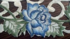 Place Mat Or Doily With A Victorian Blue Rose On Ivory Fabric, Size 15 Inches -Generic Furniture Shop 51wH0j64SWL
