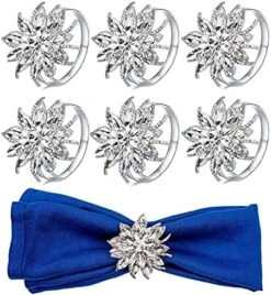 Rhinestone Napkin Rings Silver Set Of 6, Cute Elegant Crystal Bling Flower Napkin Rings Wraps Serviette Buckles Holder Bands For Wedding Birthday Easter Thanksgiving Christmas Dinner Holiday -Generic Furniture Shop 51wXQ12QrBS. AC