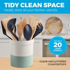 Large Ceramic Utensil Holder For Kitchen Counter - Utensil Crock - Dishwasher Safe Kitchen Utensil Holder For Kitchen Counter: Cooking Tensil Caddy For Countertop - Hold More Utensils -Generic Furniture Shop 51wXdCRhkQL