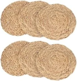 Kilofly Natural Water Hyacinth Weave Placemat Round Braided Rattan Tablemats 13.5 Inch X 4pc -Generic Furniture Shop 51wYetLchML. AC