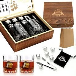 Whiskey Stones Gift Set - Whiskey Glass Set Of 2 - Granite Chilling Whiskey Rocks - Scotch Bourbon Whiskey Glass Gift Box Set - Best Drinking Gifts For Men Dad Husband Birthday Party Holiday Present -Generic Furniture Shop 51x0H0bK9L. AC