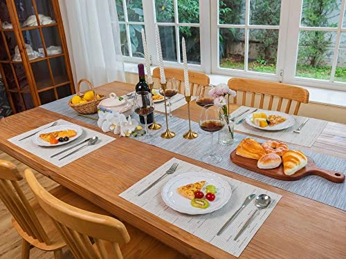 Placemats Set Of 4 Washable Heat-Resistant Non Slip Braided Table Mats Woven PVC Vinyl Kitchen Dining Patio Table Place Mats For Dinner Parties BBQs Indoor And Ourdoor Use.18"x12"(Bamboo-Beige) 2 Placemats Set Of 4 Washable Heat-Resistant Non Slip Braided Table Mats Woven PVC Vinyl Kitchen Dining Patio Table Place Mats For Dinner Parties BBQs Indoor And Ourdoor Use.18"x12"(Bamboo-Beige) - Image 2