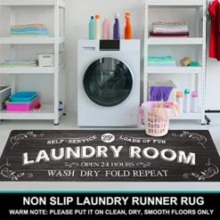 Homcomoda Farmhouse Laundry Room Runner Rugs With Rubber Backing Non Slip 20x59 Washable Laundry Room Mats Black Laundry Rugs And Mats For Laundry Room Decor -Generic Furniture Shop 51xWfiujw7L