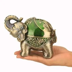 Elephant Decorative Ashtray With Lid For Cigarettes Metal Smoking Ash Tray Ashtrays For Smoker Windproof Cigarette Ashtrays For Outdoor Indoor Fancy Gift For Men Women Weed Smokers (Dark Green) -Generic Furniture Shop 51xwhd9pLsL