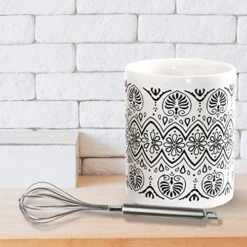 Kitchen Utensil Holder For Countertop, Large Ceramic Utensil Holder Farmhouse Utensil Crock For Kitchen & Dining Table, White Cooking Utensil Holder, Graffiti Style 002 -Generic Furniture Shop 51xz2s9hHIL