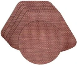 Redwood (Brick & Tan) Wipe Clean Wedge-Shaped Placemats - Set Of Four Plus Center Round-Charger -Generic Furniture Shop 51yKA2M3bjL. AC