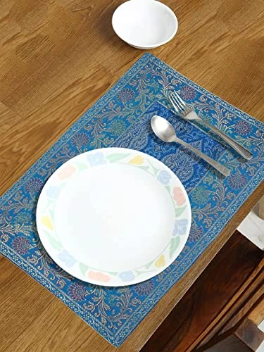 T Of 4 Indian Silk Table Mats For Dining Tables.Heat Resistant For Kitchen Table Party Decorations Farmhouse Wedding Party,Washable Durable Kitchen Table Placemats Room Deco 2 T Of 4 Indian Silk Table Mats For Dining Tables.Heat Resistant For Kitchen Table Party Decorations Farmhouse Wedding Party,Washable Durable Kitchen Table Placemats Room Deco - Image 2