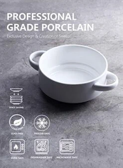 108.101 Porcelain Bowls With Handles - 20 Ounce For Soup, Cereal, Stew, Chill, Set Of 4, White -Generic Furniture Shop 51yXgxulZhL