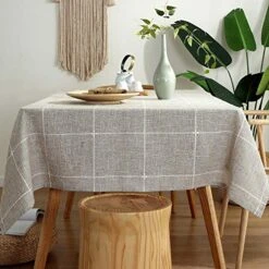 Cotton Linen Tablecloth Square Grey Fabric Coffee Table Cloth Vintage Farmhouse Table Cover For Card Table (52"x52", Linen) -Generic Furniture Shop 51ysFsipZZL