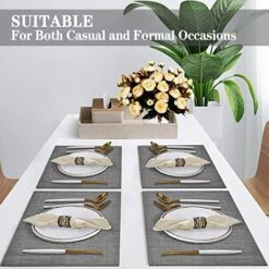 Placemats Set Of 6, Woven Vinyl Placemats, Washable & Durable Table Placemats, Indoor/Outdoor Use Table Mats, Grey 19 Placemats Set Of 6, Woven Vinyl Placemats, Washable & Durable Table Placemats, Indoor/Outdoor Use Table Mats, Grey -Generic Furniture Shop 51z7kW3Dj9L