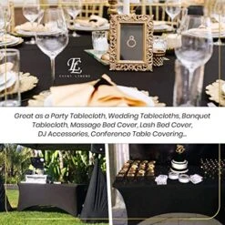8ft Tablecloth Rectangular Spandex Linen - Black Table Cloth Fitted Cover For 8 Foot Folding Table, Wedding Linens Banquet Cloths Rectangle Covers -Generic Furniture Shop 51zBwLYed2L
