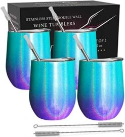 Stainless Steel Wine Tumblers 2 Pack 12 Oz - Double Wall Vacuum Insulated Wine Cups With Lids And Straws Set For Coffee, Wine, Cocktails (Rose Gold) -Generic Furniture Shop 51zEV0EQ85L. AC