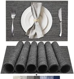 Placemats Set Of 6, Woven Vinyl Placemats, Washable & Durable Table Placemats, Indoor/Outdoor Use Table Mats, Grey 24 Placemats Set Of 6, Woven Vinyl Placemats, Washable & Durable Table Placemats, Indoor/Outdoor Use Table Mats, Grey -Generic Furniture Shop 51zcppk9GeL. AC