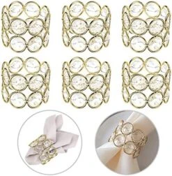 Set Of 6 Crystal Beads Napkin Rings Handcraft Sparkly Elegant Napkin Holders For Wedding Party Dinner Table Decor (Silver Tone) -Generic Furniture Shop 51zhev0JIL. AC