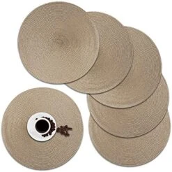 Round Placemats, Crossweave Heat Resistant Woven Round Place Mats Diameter 13.5 Inch For Kitchen Table Set Of 6 (Nautical Blue) -Generic Furniture Shop 61 Hr2a0yVL. AC