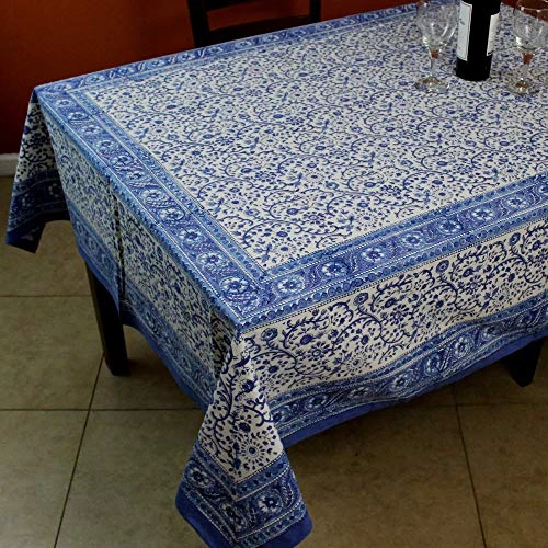 Hand Block Print Floral Tablecloth For Square Tables 60 X 60 Inches Cotton Table Linen Beach Sheet Beach Throw 5 Hand Block Print Floral Tablecloth For Square Tables 60 X 60 Inches Cotton Table Linen Beach Sheet Beach Throw - Image 5
