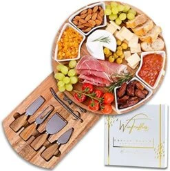 Round Charcuterie Board Set - Cheese Board And Knife Set, Cheese Board Set, Cheeseboard Gift Set, Charcuterie Board, Cheese Cutting Board (Round Acacia) -Generic Furniture Shop 610Z XzQC3L. AC
