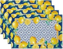 Spring Summer Lemon Placemat Cyan-Blue Burlap Washable Artificial Lemon Fruit Place Mats Farmhouse Seasonal Kitchen Dining Table Top Decor For Home Party Indoor Outdoor 12 X 18 Inch -Generic Furniture Shop 611a 3KIxsL. AC