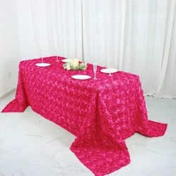 90x132 Red Satin Raised Rosettes Rectangle Tablecloth Wedding Party Dining Room Table Linens -Generic Furniture Shop 611iV CbaeL. AC