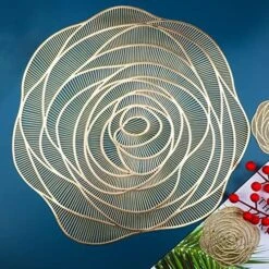 Red Placemats And Coasters Set Of 6 Pressed Metallic Vinyl 15 Inch Rose Round Place Mats Dining Table Mats Dinning Table Centerpiece -Generic Furniture Shop 612uNXYvsCL. AC 2