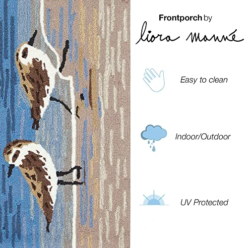 Liora Manne Frontporch Indoor Outdoor Rug - Novelty Design, Hand Hooked, Weather Resistant, UV Stabilized, Foyers, Porches, Patios & Decks, Coastal, Bird, Contemporary, Sandpipers Lake, 2' X 5' 2 Liora Manne Frontporch Indoor Outdoor Rug - Novelty Design, Hand Hooked, Weather Resistant, UV Stabilized, Foyers, Porches, Patios & Decks, Coastal, Bird, Contemporary, Sandpipers Lake, 2' X 5' - Image 2