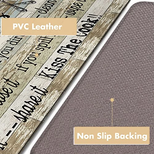 Kitchen Mat Set Of 2, Kitchen Rugs Anti-Fatigue Non-Slip Kitchen Floor Mats Waterproof Standing Mat With Sayings, Warming Gifts For Kitchen Decor, 17"x 30"+17"x 47" 3 Kitchen Mat Set Of 2, Kitchen Rugs Anti-Fatigue Non-Slip Kitchen Floor Mats Waterproof Standing Mat With Sayings, Warming Gifts For Kitchen Decor, 17"x 30"+17"x 47" - Image 3
