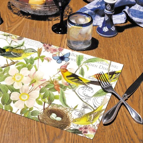 Botanical Birds 24 Sheet Premium Reusable Paper Placemat In Resealable Bag 17" X 11" Manufactured In The USA 1 Botanical Birds 24 Sheet Premium Reusable Paper Placemat In Resealable Bag 17" X 11" Manufactured In The USA