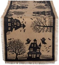 Halloween Primitive Style Burlap Tabletop Décor, Spooky Haunted House Jute, Placemat Set, 13x19, Black & Tan, 4 Count -Generic Furniture Shop 616TA71uZuL. AC