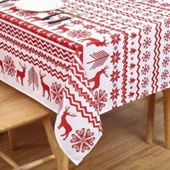 Christmas Round Tablecloth 60 Inch, Xmas Tree And Deer Design Table Cloth Waterproof Holiday Decorative Boho Table Cover For Outdoor, Indoor Party Kitchen Dining Room, White -Generic Furniture Shop 61779es00KL. AC