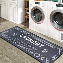 Runner Rug, 17"x59" Laundry Room Rug Memory Foam Cushioned Laundry Rugs And Mats PVC Water Proof Carpet No-Slip Anti Fatigue Floor Mat For Laundry Room,Kitchen（Black） -Generic Furniture Shop 617XFMexRDL