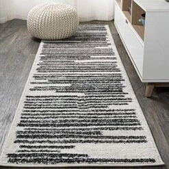 JONATHAN Y MOH207A-4 Khalil Modern Berber Stripe Indoor Farmhouse Area Rug Bohemian Minimalistic Striped Easy Cleaning Bedroom Kitchen Living Room Non Shedding, 4 X 6, Cream,Black -Generic Furniture Shop 618ybbZcewL. AC