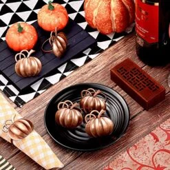 Umpkin Napkin Ring Holders Thanksgiving Halloween Napkin Rings Fall Napkin Ring Holders Pumpkin Dinner Tables Rings For Thanksgiving, Dinner Parties, Weddings, Family Gatherings (6 Pieces) -Generic Furniture Shop 619909LzmoL