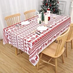 Christmas Round Tablecloth 60 Inch, Xmas Tree And Deer Design Table Cloth Waterproof Holiday Decorative Boho Table Cover For Outdoor, Indoor Party Kitchen Dining Room, White -Generic Furniture Shop 61AcNzvCEqL. AC