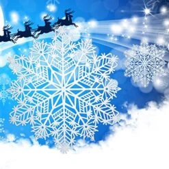 Flake Placemats Set Of 6 Laminated Metallic Vinyl Round 15 Inch Diameter Winter Festival Table Decorations For Holiday Christmas Party Feast Come W/ Matching Coaster By Snowkingdom (White, 12 Pcs) -Generic Furniture Shop 61Ay6hCYlHL