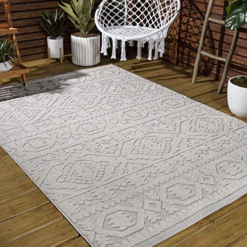JONATHAN Y SBH102A-5 Citta High-Low Pile Mediterranean Tile Indoor Outdoor Area Rug Bohemian Contemporary Geometric Easy Cleaning Bedroom Kitchen Backyard Patio Porch Non Shedding, 5 X 8, Beige 1 JONATHAN Y SBH102A-5 Citta High-Low Pile Mediterranean Tile Indoor Outdoor Area Rug Bohemian Contemporary Geometric Easy Cleaning Bedroom Kitchen Backyard Patio Porch Non Shedding, 5 X 8, Beige