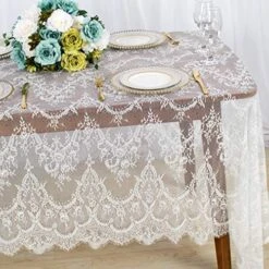 Lace-Tablecloth-Rectangular 60x120-Inch White Rectangle Overlay Tea Tablecloth Lace Tablecloths Long Rectangular Tablecloth Lace Tablecloth 60 Table Floral Embroidery Lace Table Cloths Decoration -Generic Furniture Shop 61EW3MQDvsL. AC