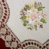 Small Handmade Crochet Cotton Lace Table Runner Dresser Scarf, Ribbon Embroidery (Rectangle 16 X 36 Inch)
