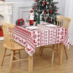 Christmas Round Tablecloth 60 Inch, Xmas Tree And Deer Design Table Cloth Waterproof Holiday Decorative Boho Table Cover For Outdoor, Indoor Party Kitchen Dining Room, White -Generic Furniture Shop 61FbdeORYrL. AC