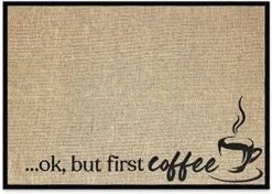 Coffee Bar Mat - Coffee Bar Accessories For Coffee Bar Decor - Coffee Decor For Coffee Station - Ok, But First Coffee Mat - Burlap Placemat With Fabric Backing - 20”x14” -Generic Furniture Shop 61Flv5m7BwL. AC