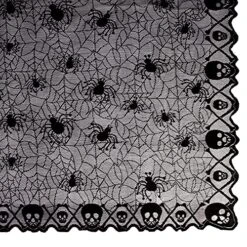 2 Pack Halloween Tablecloth, 54 X 72 Inch Rectangular Polyester Lace Tablecloth, Black Spider Web Lace Table Cover For Halloween Party, Scary Movie Nights, Halloween Table Decorations