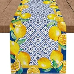 Spring Summer Lemon Placemat Cyan-Blue Burlap Washable Artificial Lemon Fruit Place Mats Farmhouse Seasonal Kitchen Dining Table Top Decor For Home Party Indoor Outdoor 12 X 18 Inch -Generic Furniture Shop 61JD2zWUi9L. AC 4