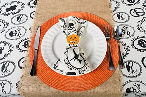 Halloween Party Tabletop Decor, Reusable & Machine Washable Cotton Fabric, Tablecloth, 70" Round, Spooky Portraits 4 Halloween Party Tabletop Decor, Reusable & Machine Washable Cotton Fabric, Tablecloth, 70" Round, Spooky Portraits - Image 4