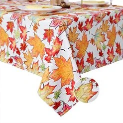 Thanksgiving Tablecloth Maple Leaves Printed Tablecloth Waterproof Polyester Table Cloth Rectangle Autumn Table Cover 57x84 Inch