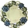 Place Mat Or Doily With A Victorian Blue Rose On Ivory Fabric, Size 15 Inches