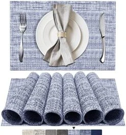 Placemats Set Of 6, Woven Vinyl Placemats, Washable & Durable Table Placemats, Indoor/Outdoor Use Table Mats, Grey 22 Placemats Set Of 6, Woven Vinyl Placemats, Washable & Durable Table Placemats, Indoor/Outdoor Use Table Mats, Grey -Generic Furniture Shop 61OLyeb qgL. AC