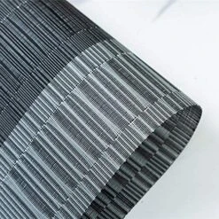 Lacemats Set Of 4 For PVC Dining Table Woven Vinyl Non-Slip Washable Cloth Heat Resistant Place Mats For Farmhouse Kitchen Decor Insulation Square Plate Mat (Black And Grey) 15 Lacemats Set Of 4 For PVC Dining Table Woven Vinyl Non-Slip Washable Cloth Heat Resistant Place Mats For Farmhouse Kitchen Decor Insulation Square Plate Mat (Black And Grey) -Generic Furniture Shop 61OWe68SPQL